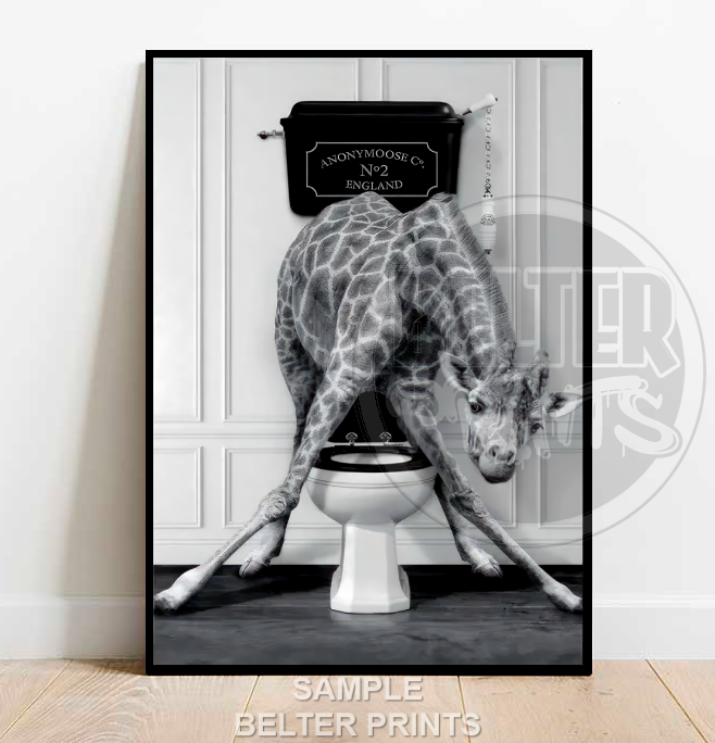 Giraffe on the toilet