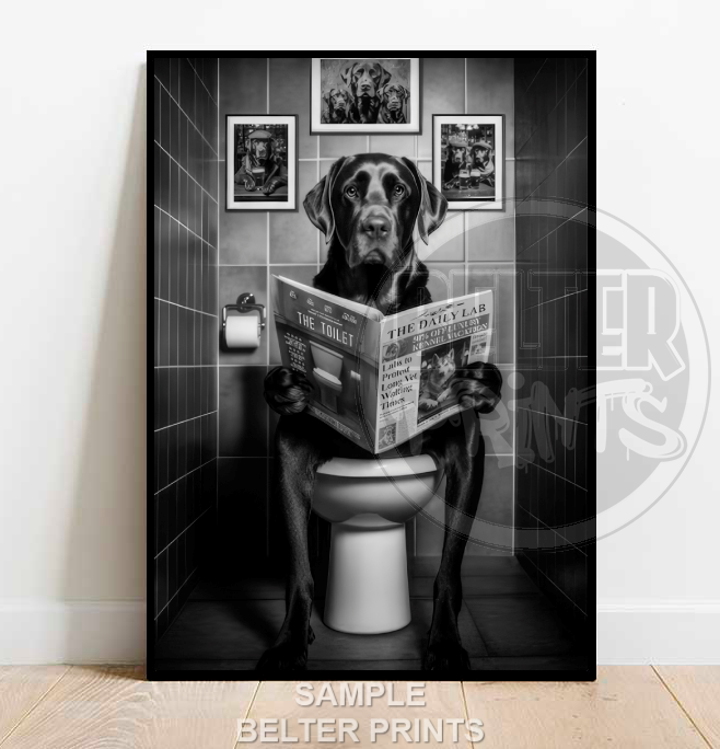 Labrador on the toilet